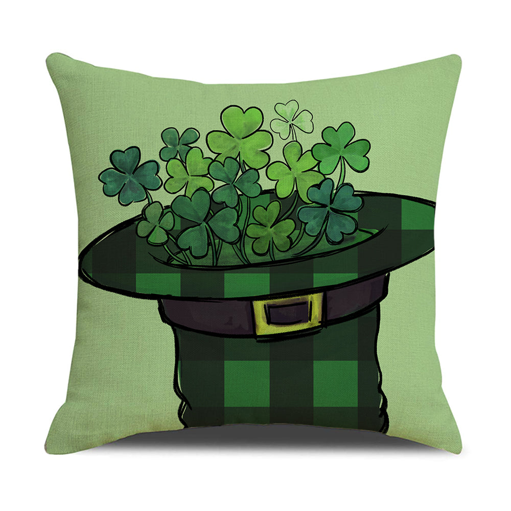 DHSSL，HOSTECCO St Patricks Day Pillow Covers 18x18 inch Set of 4  Lucky Shamrock Pillow Cases for Couch Sofa