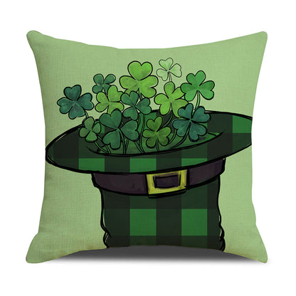 DHSSL，HOSTECCO St Patricks Day Pillow Covers 18x18 inch Set of 4  Lucky Shamrock Pillow Cases for Couch Sofa