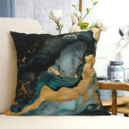 HOSTECCO Green Marble Throw Pillow Covers 18x18 inch Abstract Pillow Cases for Sofa Couch Living Room