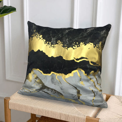 GSXASBK, HOSTECCO Black Grey Gold Throw Pillow Covers 18x18 inch Gold Foil Stamping Pillow Cases for Sofa Living Room