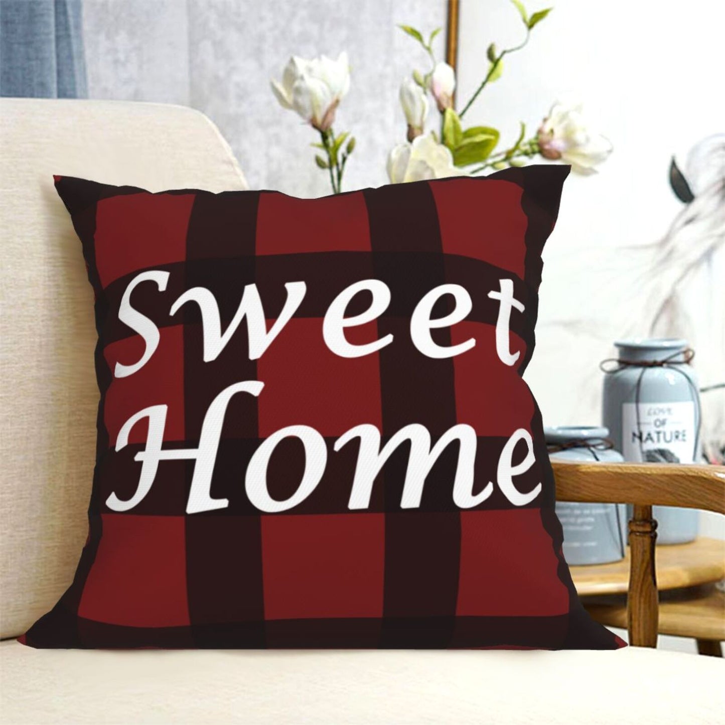 HOSTECCO Christmas Throw Pillow Covers 18x18 inch Xmas Buffalo Plaid Pillow Cases for Sofa Living Room