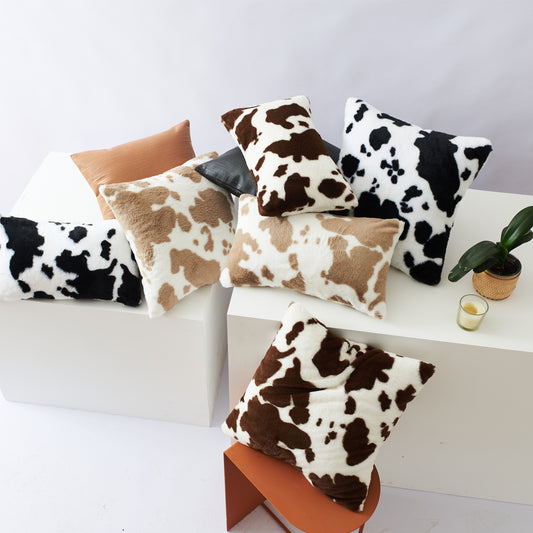 CCHDZ，HOSTECCO Cowhide Western Pillow Covers Plush Fluffy Pillow Cases for Couch Living Room