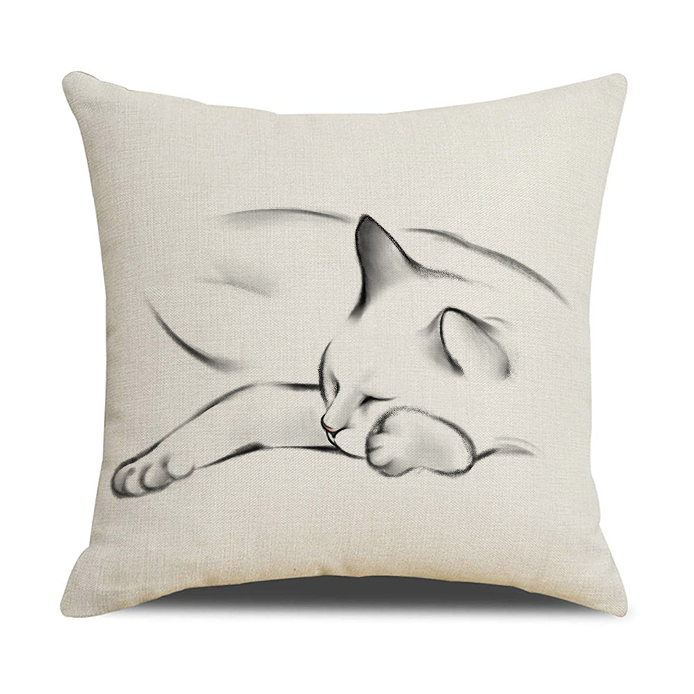 HOSTECCO Cat Throw Pillow Covers 18x18 inch Animal Painting Pillow Cases Pet Farmhouse Decorative Cushion Covers for Sofa Couch