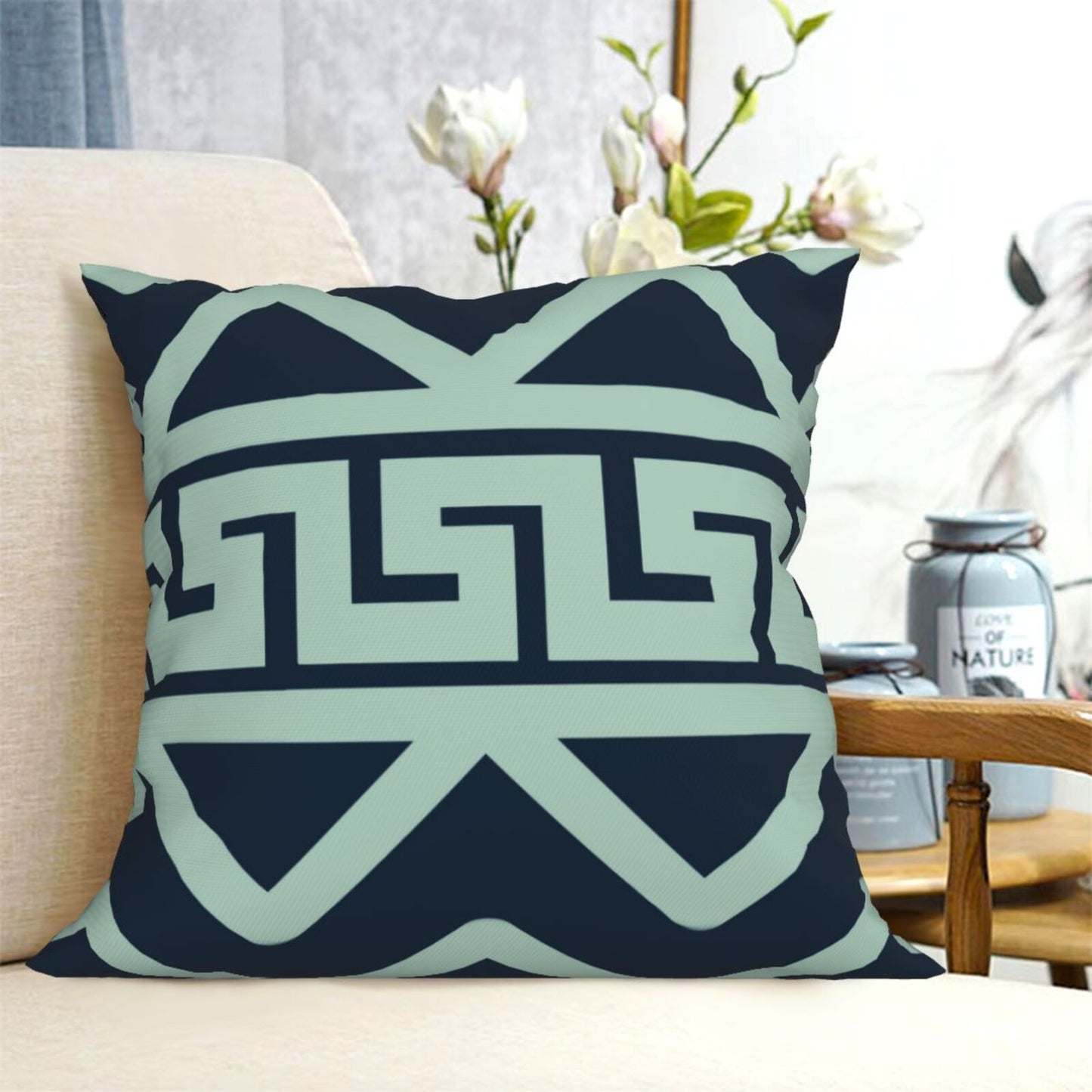 DHSGP-S3, HOSTECCO Geometric Throw Pillow Covers 18x18 inch Boho Ethnic Pillow Cases for Sofa Couch