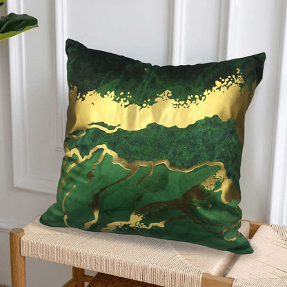 GSXASG, HOSTECCO Emerald Green Gold Throw Pillow Covers 18x18 inch Gold Stamping Velvet Pillow Cases for Couch Living Room