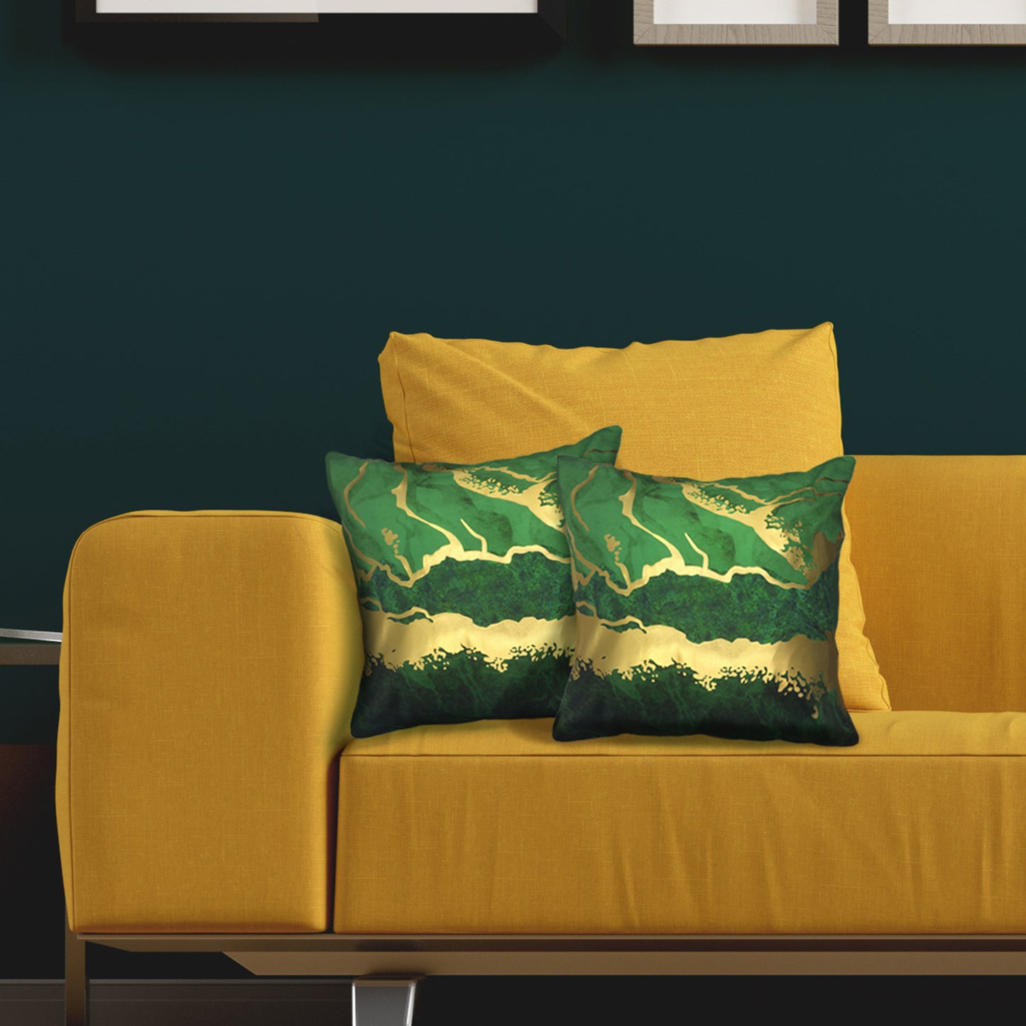 GSXASG, HOSTECCO Emerald Green Gold Throw Pillow Covers 18x18 inch Gold Stamping Velvet Pillow Cases for Couch Living Room