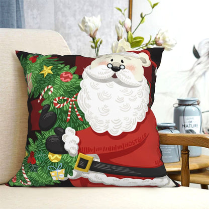 HOSTECCO Christmas Throw Pillow Covers 18x18 inch Xmas Buffalo Plaid Pillow Cases for Sofa Living Room