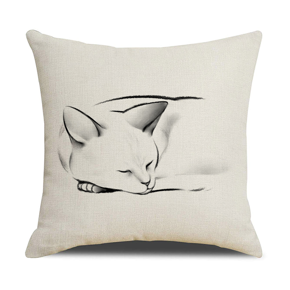 HOSTECCO Cat Throw Pillow Covers 18x18 inch Animal Painting Pillow Cases Pet Farmhouse Decorative Cushion Covers for Sofa Couch