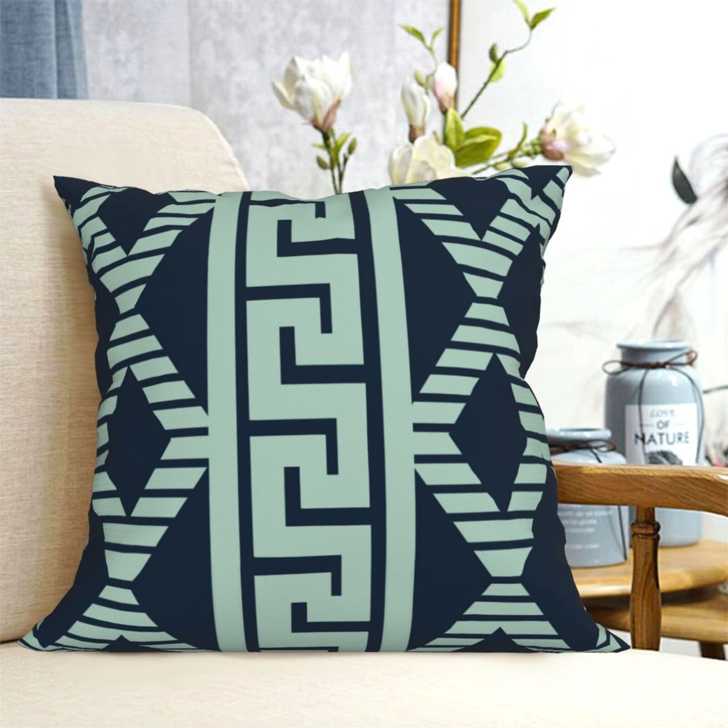 DHSGP-S3, HOSTECCO Geometric Throw Pillow Covers 18x18 inch Boho Ethnic Pillow Cases for Sofa Couch