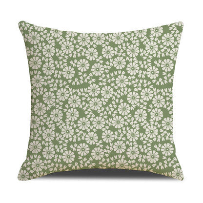 HOSTECCO Sage Green Throw Pillow Covers 18x18 inch Set of 4 Floral Flower Pillow Cases Rustic Dot Decorative Cushion Covers for Sofa Couch