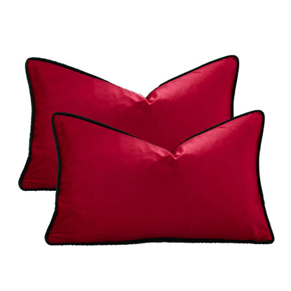 HOSTECCO Christmas Pillow Covers Red and Green Decorative Pillows Red Velvet Lumbar Throw Pillows