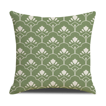 HOSTECCO Sage Green Throw Pillow Covers 18x18 inch Set of 4 Rustic Floral Pillow Cases Flower Decorative Cushion Covers for Sofa Couch