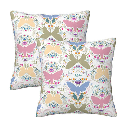 Butterflies Throw Pillow Covers 18x18 inch Set of 2 Folk Nature Velvet Cushion Covers for Sofa Couch Bed