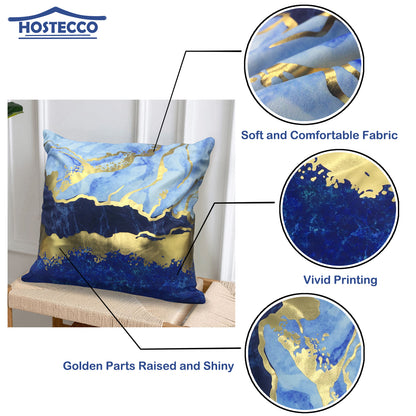 GSXASBL, HOSTECCO Navy Blue Gold Throw Pillow Covers 18x18 inch Gold Stamping Marble Pillow Cases for Sofa Living Room