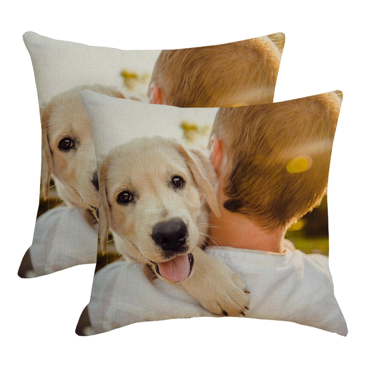 HOSTECCO Custom Pillow Cover Outdoor Waterproof Personalized Gift Pillow Case Picture Photos Customized Decorative Cushion Cover for Patio Lawn Garden