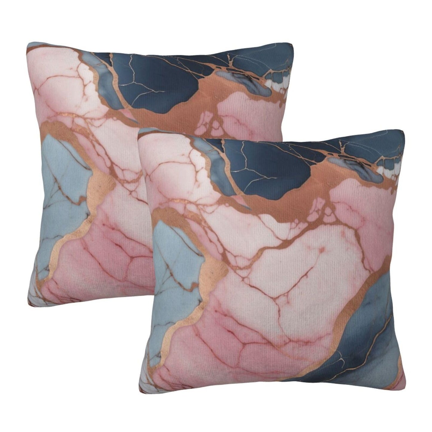 HOSTECCO Navy Blue Throw Pillow CoversLuxury Velvet Abstract Marble Decorative Cushion Covers with Gold Veins, Coastal Style Pillowcases for Sofa Couch Bed