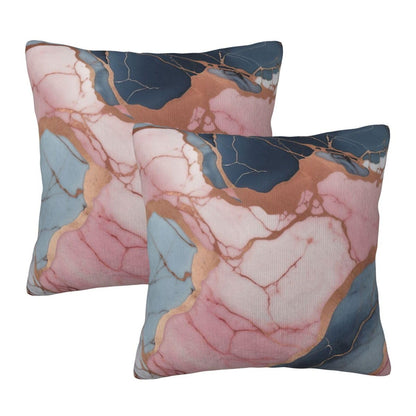HOSTECCO Navy Blue Throw Pillow CoversLuxury Velvet Abstract Marble Decorative Cushion Covers with Gold Veins, Coastal Style Pillowcases for Sofa Couch Bed
