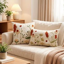 Floral throw pillow covers 12x20 Set of 2 for sofa couch and living room decor