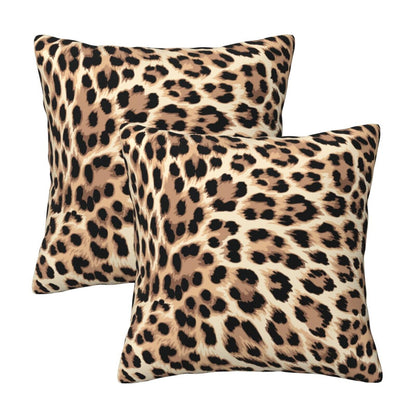 HOSTECCO Leopard Print Throw Pillow Covers Set of 2 Cheetah Print Pillow Cases Wildlife Velvet Decorative Cushion Covers for Sofa Couch Bedroom Living Room