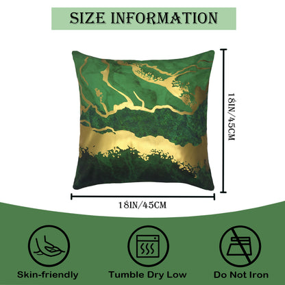 GSXASG, HOSTECCO Emerald Green Gold Throw Pillow Covers 18x18 inch Gold Stamping Velvet Pillow Cases for Couch Living Room