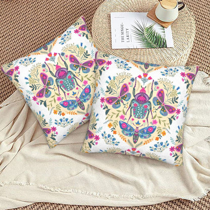 Butterflies Throw Pillow Covers 18x18 inch Set of 2 Folk Nature Velvet Cushion Covers for Sofa Couch Bed