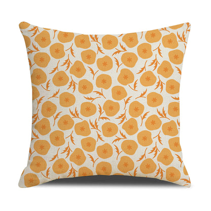 HOSTECCO Orange Floral Cushion Covers 45x45 cm Set of 4 Rustic Flower Cushion Cases Boho Decorative Pillow Covers for Sofa Couch