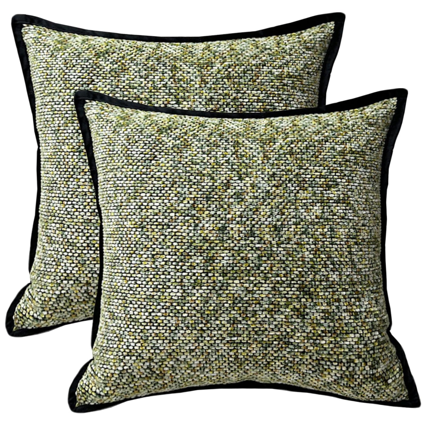 HOSTECCO Olive Green Throw Pillow Covers with Edge Set of 2 Chenille Textured Pillow Cases Farmhouse Decorative Cushion Covers for Sofa Couch Spring Decor
