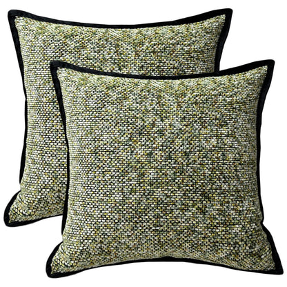 HOSTECCO Olive Green Throw Pillow Covers with Edge Set of 2 Chenille Textured Pillow Cases Farmhouse Decorative Cushion Covers for Sofa Couch Spring Decor