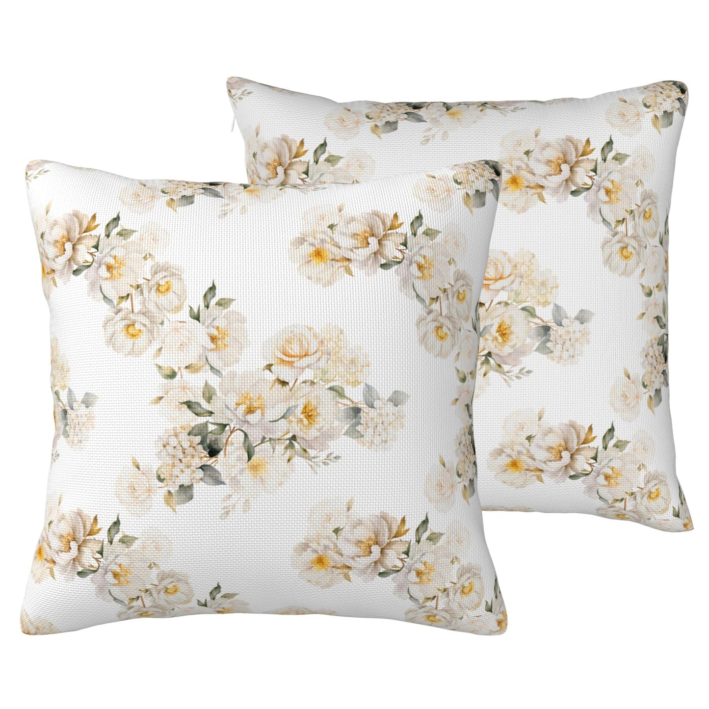 HOSTECCO Spring Outdoor Pillow Covers Set of 2, Blue Bird and Hydrangea Waterproof Throw Pillows, Floral Cushion Covers for Summer Patio Balcony Sofa