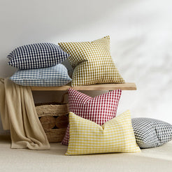 Plaid throw pillow covers 18x18 Set of 2 for sofa couch and living room decor