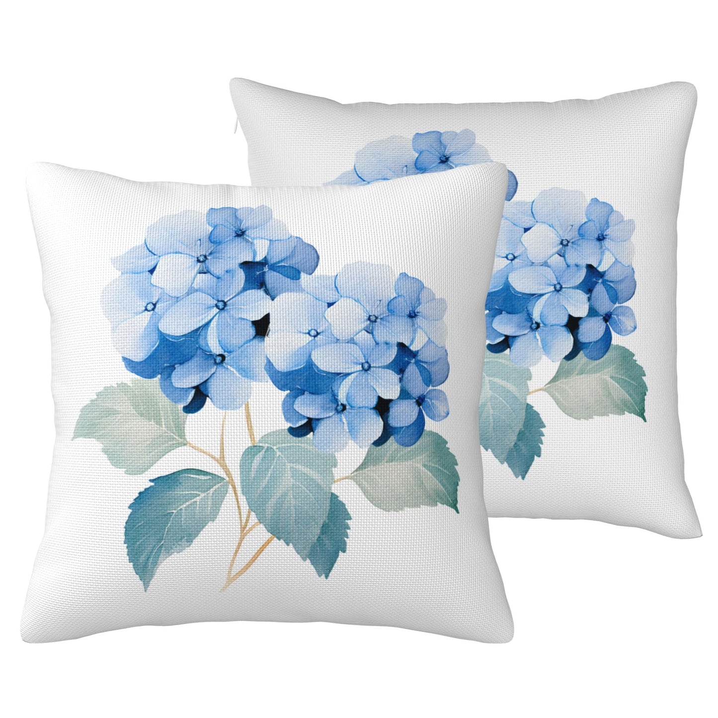 HOSTECCO Spring Outdoor Pillow Covers Set of 2, Blue Bird and Hydrangea Waterproof Throw Pillows, Floral Cushion Covers for Summer Patio Balcony Sofa