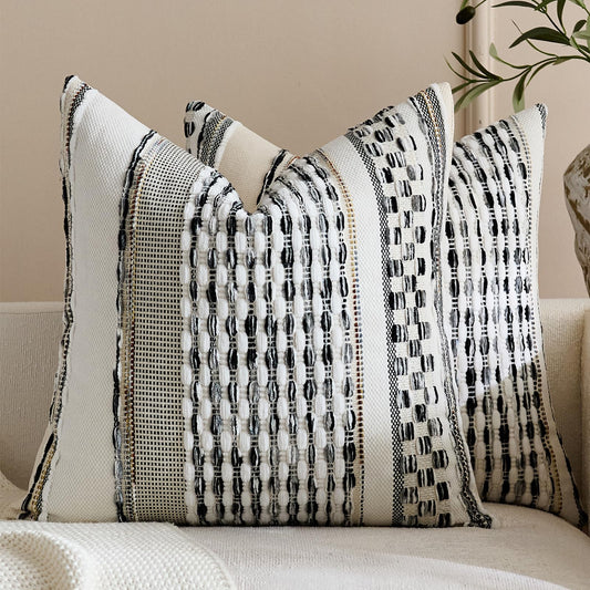 HOSTECCO Terracotta Blue Pillow Covers 18x18 Inch Pack of 2, Chenille Textured Pillow Cases, Boho Farmhouse Decorative Pillows for Couch Sofa Living Room Bedroom