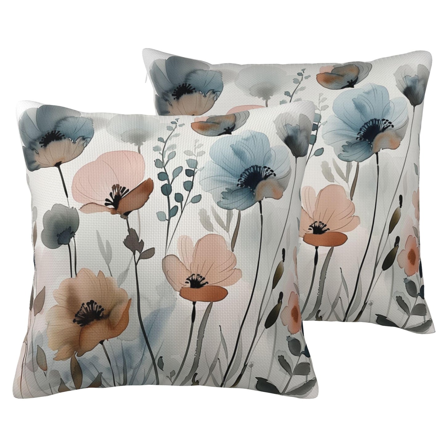 HOSTECCO Floral Black Cat Throw Pillow Covers, Waterproof Spring Pillow Covers with Colorful Wildflowers, Cute Garden Cat Throw Pillows for Couch Sofa Bedroom, Cat Lady Mom Gift Decor