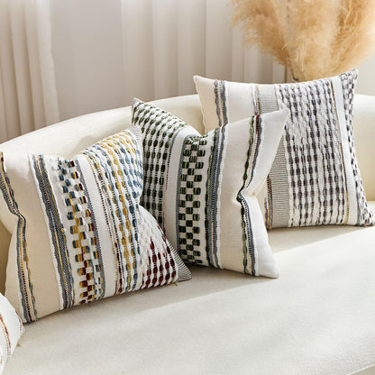 HOSTECCO Terracotta Blue Pillow Covers 18x18 Inch Pack of 2, Chenille Textured Pillow Cases, Boho Farmhouse Decorative Pillows for Couch Sofa Living Room Bedroom