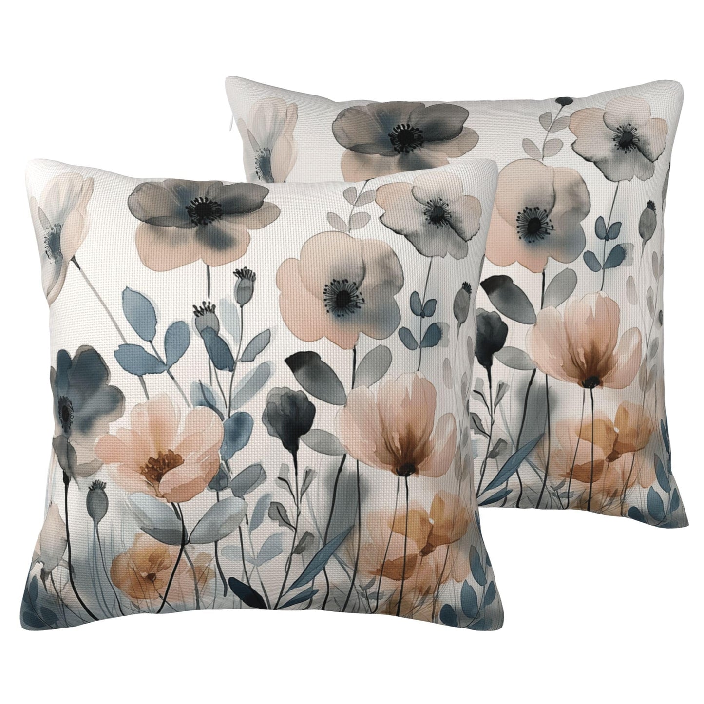 HOSTECCO Floral Black Cat Throw Pillow Covers, Waterproof Spring Pillow Covers with Colorful Wildflowers, Cute Garden Cat Throw Pillows for Couch Sofa Bedroom, Cat Lady Mom Gift Decor