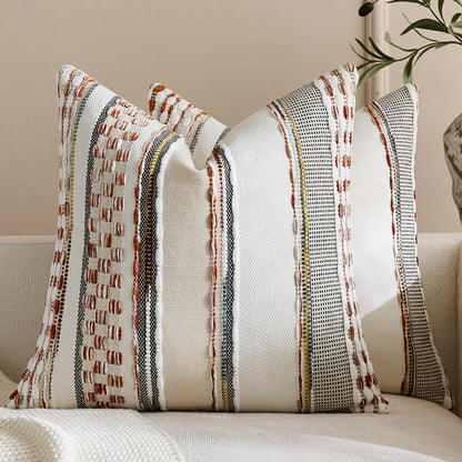 HOSTECCO Terracotta Blue Pillow Covers 18x18 Inch Pack of 2, Chenille Textured Pillow Cases, Boho Farmhouse Decorative Pillows for Couch Sofa Living Room Bedroom