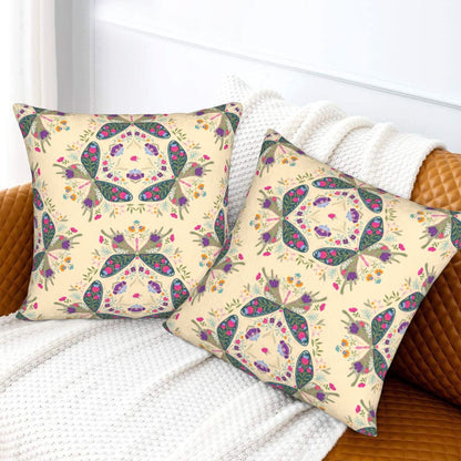 Butterflies Throw Pillow Covers 18x18 inch Set of 2 Folk Nature Velvet Cushion Covers for Sofa Couch Bed