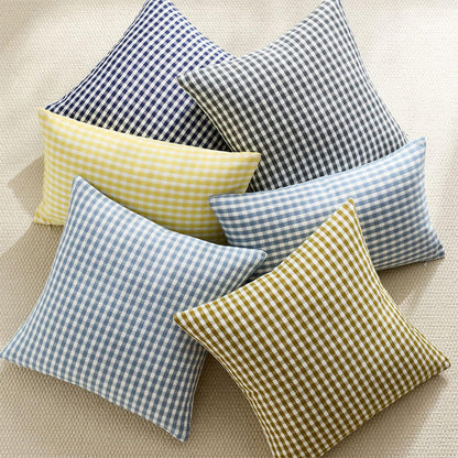 HOSTECCO Outdoor Waterproof Plaid Throw Pillow Covers Set of 2, Orange Gingham Couch Pillow Cases, Boho Farmhouse Cushion Covers for Patio Furniture Summer Fall Decor