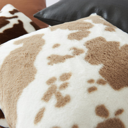 CCHDZ，HOSTECCO Cowhide Western Pillow Covers Plush Fluffy Pillow Cases for Couch Living Room