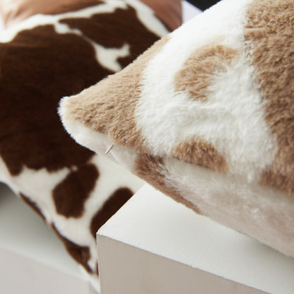 CCHDZ，HOSTECCO Cowhide Western Pillow Covers Plush Fluffy Pillow Cases for Couch Living Room