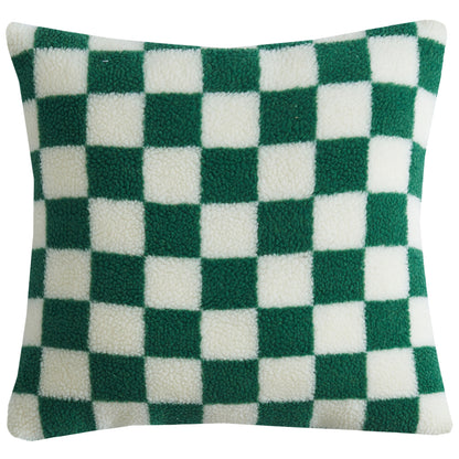 CCRGY, HOSTECCO Checkerboard Pillow Covers Faux Fur Pillow Cases for Sofa Bed