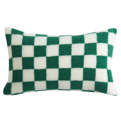 CCRGY, HOSTECCO Checkerboard Pillow Covers Faux Fur Pillow Cases for Sofa Bed