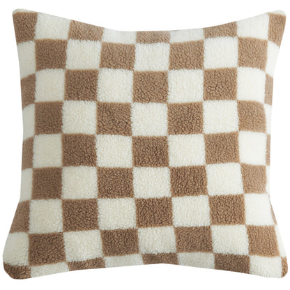 CCRGY, HOSTECCO Checkerboard Pillow Covers Faux Fur Pillow Cases for Sofa Bed