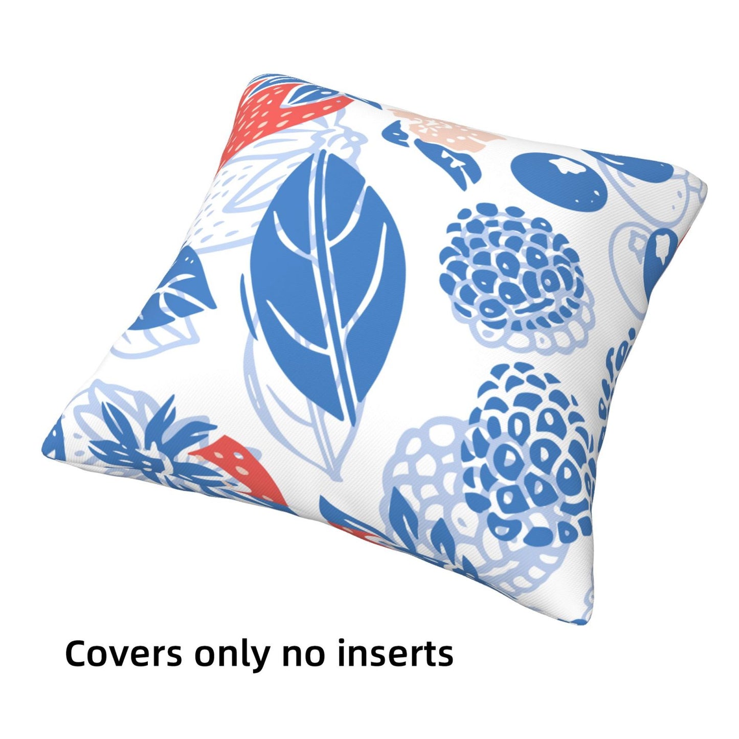 HOSTECCO Summer Throw Pillow Covers 18x18 inch Set of 4 Tropical Fruits Leaf Pillow Cases Blue Decorative Cushion Covers for Sofa Couch