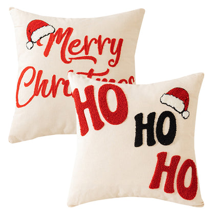 CTECC, HOSTECCO Christmas Throw Pillow Covers 18x18 inch Embroidery Xmas Pillow Cases for Sofa Living Room