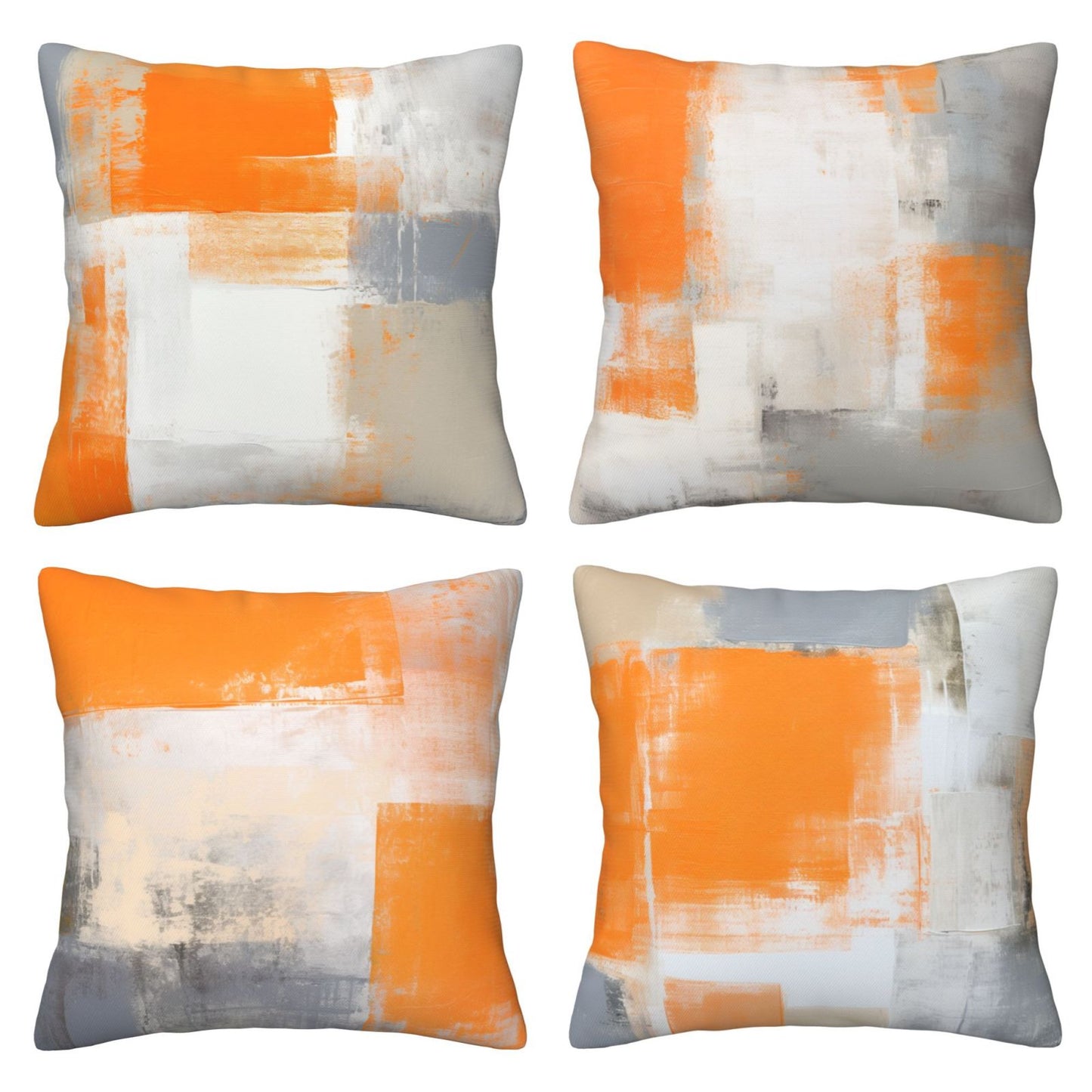 HOSTECCO Orange Grey Throw Pillow Covers 18x18 inch Set of 4 Modern Abstract Pillow Casesfor Sofa Couch