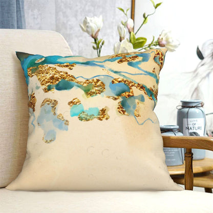 DHSAP-S2, HOSTECCO Teal and Gold Throw Pillow Covers Modern Turquoise Abstract Pillow Cases for Sofa Couch