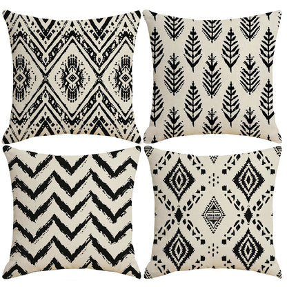 DHSBL-S3，HOSTECCO Geocentric Throw Pillow Covers 18x18 inch Set of 4 Black and White Pillow Cases for Sofa Couch