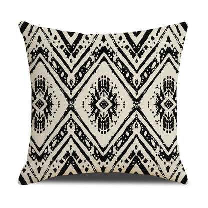 DHSBL-S3，HOSTECCO Geocentric Throw Pillow Covers 18x18 inch Set of 4 Black and White Pillow Cases for Sofa Couch