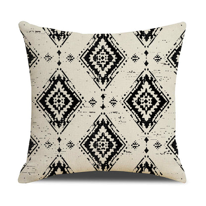 DHSBL-S8，HOSTECCO Boho Geometric Pillow Covers 18x18 inch Set of 4 Black and White Pillow Cases for Couch Sofa